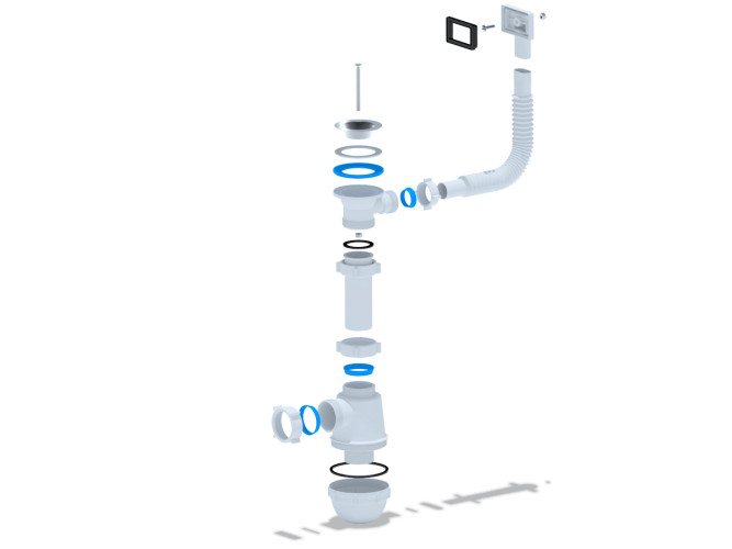 Сифон для кухонной мойки АНИ Грот A0140S. 1 1/2"*40 с гибким  прямоугольным переливом А0140S