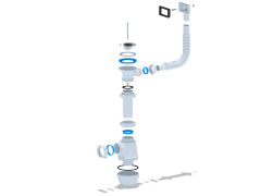 Сифон для кухонной мойки АНИ Грот A0140S. 1 1/2"*40 с гибким прямоугольным переливом А0140S