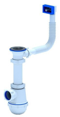 Сифон для кухонной мойки АНИ Грот A0140S. 1 1/2"*40 с гибким прямоугольным переливом А0140S