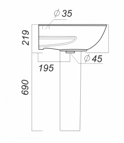 Умывальник ЭТАЛОН 55 с пьедесталом SANITA