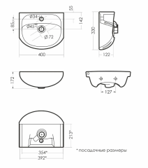 Умывальник MANGO 40 мебельный SANITA