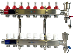 Блок коллекторный 8 выходов 1.0&quot;х3/4&quot; с расходомерами нерж сталь ZEGOR QS-1884