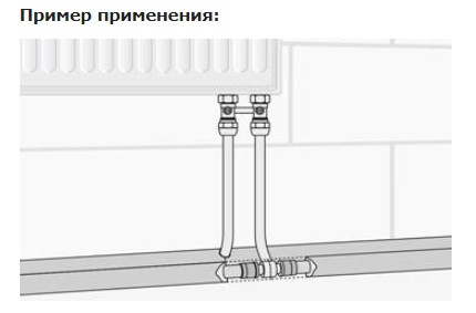 Тройник с хромированной латунной трубкой 16(2.2)х15х20(2.8) L 300 VTm.482