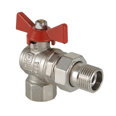 Кран шаровой 1/2" н/в с американкой угловой бабочка BASE VT.228