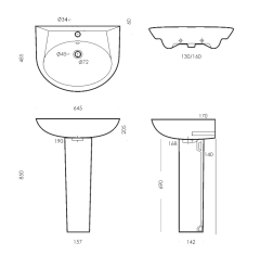 Умывальник CLASSIC с пьедесталом SANITA LUXE