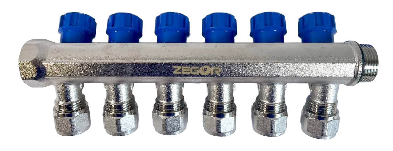 Коллектор 6 выхода х3/4" х1/2"х16 Н-В латунь ZEGOR QS-1662