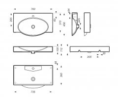 Умывальник(раковина) INFINITY 76 на кронштейнах SANITA LUXE