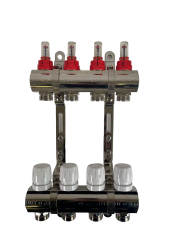 Блок коллекторный 4 выхода х1.0&quot;х3/4&quot; с расходомерами латунь ZEGOR QS-1841