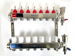 Блок коллекторный 7 выходов 1.0&quot;х3/4&quot; с расходомерами нерж сталь ZEGOR QS-1874
