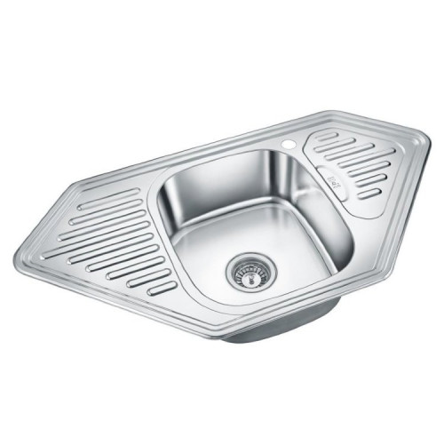 Мойка нержавеющая ДЕКОР 950*500*180(0.8)R угловая с сифоном