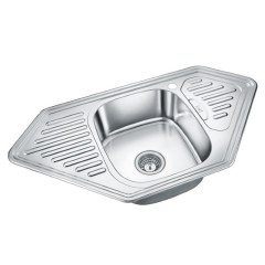 Мойка нержавеющая ДЕКОР 950*500*180(0.8)R угловая с сифоном