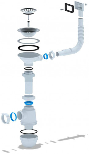 Сифон АНИ Грот 3 1/2"*40 с гибким переливом А0145S