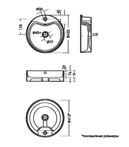 Умывальник накладной  BEST Shelf SANITA LUXE