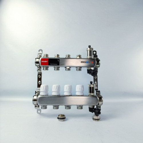 Блок коллекторный 4 выходов 1.0"х3/4" с клапанами нерж сталь ZEGOR QS-1846