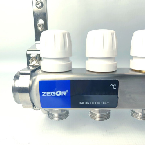Блок коллекторный 4 выходов 1.0"х3/4" с клапанами нерж сталь ZEGOR QS-1846