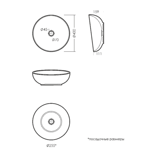 Умывальник накладной  ART Cut SANITA LUXE