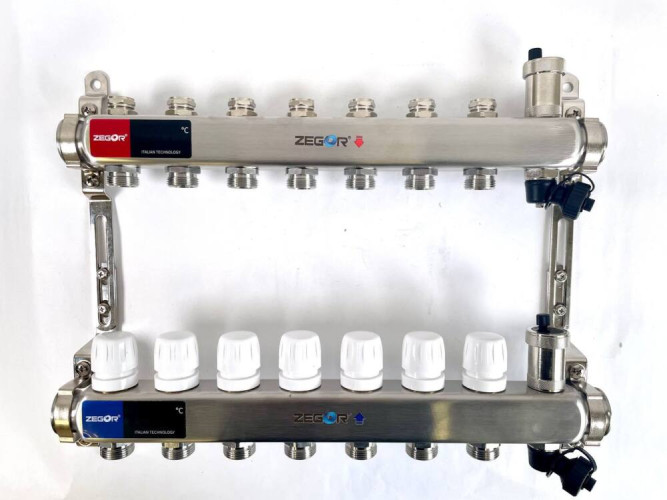 Блок коллекторный 5 выходов 1.0"х3/4" с клапанами нерж сталь ZEGOR QS-1856