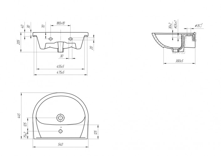 Умывальник мебельный ERICA 55 с отверстием Cersanit