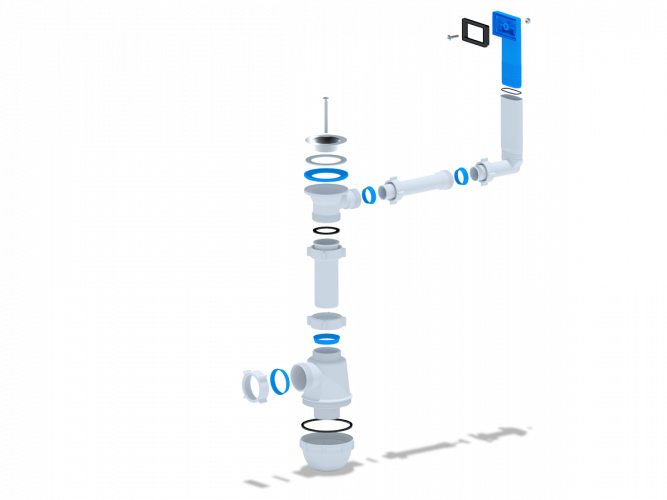 Сифон для кухонной мойки АНИ Грот A0140. 1 1/2"*40 с жестким прямоугольным переливом A0140