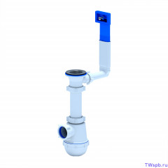 Сифон для кухонной мойки АНИ Грот A0140. 1 1/2"*40 с жестким прямоугольным переливом A0140