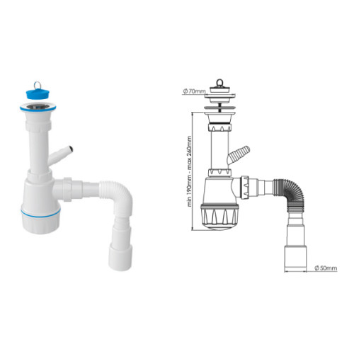 Сифон для мойки 1 1/2 с отводом для стиральных машин M106-1