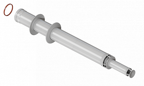 Удлинитель коаксиальной трубы 60/100 L=1000 с наконечником АНТИЛЕД косой стальной