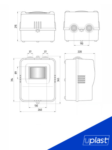 Шкаф для газового счетчика G4 (315х265х220 мм пластик)