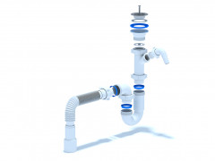 Сифон АНИ 1 1/2"*40 прямоточный с отводом для стиральной машины. с гибкой трубой 40*40/50 D1015