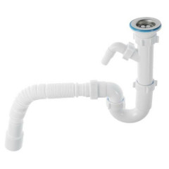 Сифон АНИ 1 1/2"*40 прямоточный с отводом для стиральной машины. с гибкой трубой 40*40/50 D1015