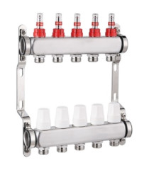 Блок коллекторный 5 выходов 1.0&quot;х3/4&quot; с расходомерами нерж сталь ZEGOR QS-1853