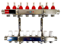 Блок коллекторный 8 выходов 1.0&quot;х3/4&quot; с расходомерами нерж сталь ZEGOR QS-1883