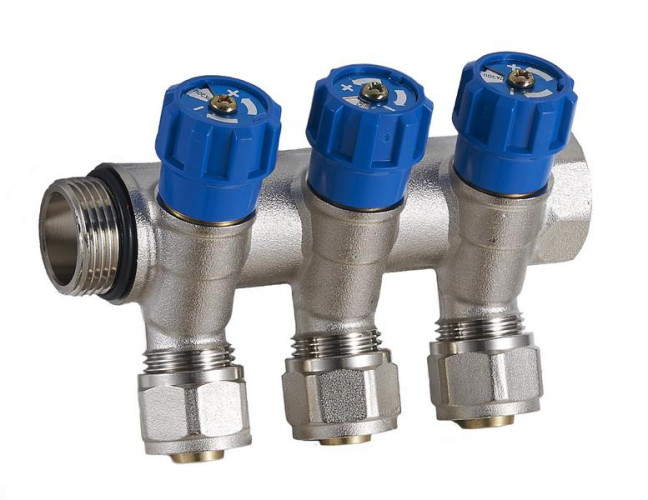 Коллектор 3 выхода х3/4" х1/2"х16 Н-В латунь ZEGOR QS-1632