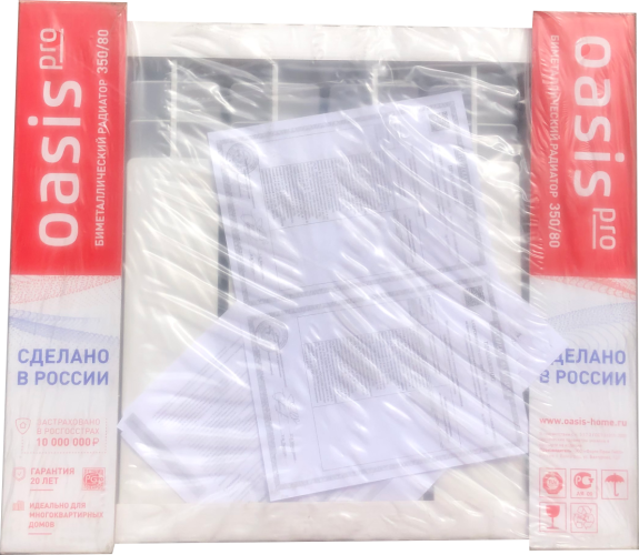 Радиатор биметаллический OASIS 350/80/6 PRO (0.75 кВт)