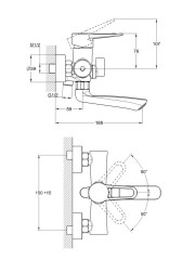 Смеситель для ванны одноручный с коротким изливом NUD3-A045