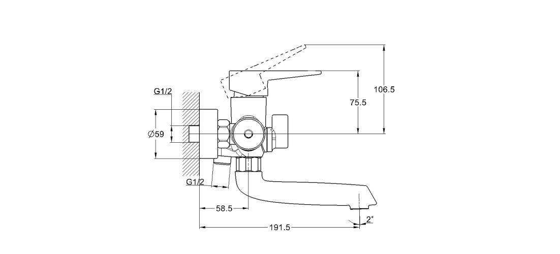 Смеситель для ванны одноручный с коротким изливом NUD3-A045