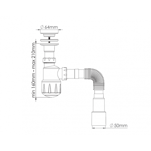 Сифон для умывальника 1 1/4 - Ø40/50 Y105-0