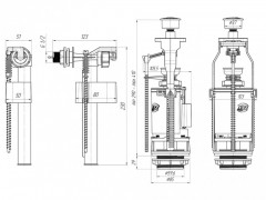 Арматура запорная АНИ WC3050М двойная металлизированная кнопка боковой подвод воды
