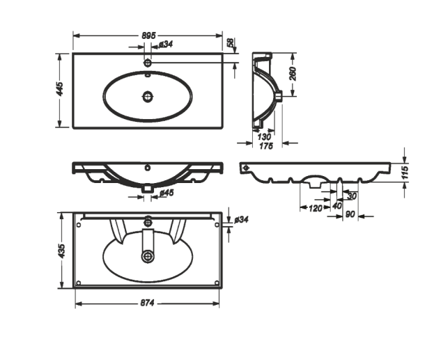 Умывальник NEXT 90 мебельный SANITA LUXE