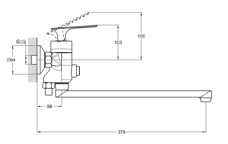 Смеситель для ванны одноручный LOT7-A010