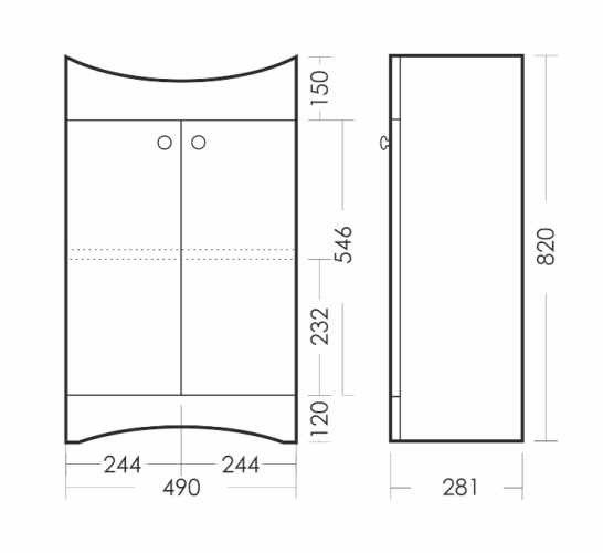 Тумба АТТИКА 50 (2 створки) SANITA