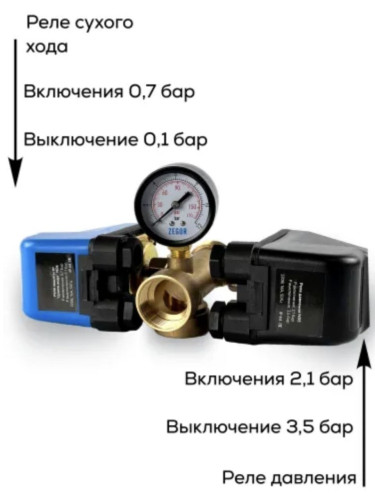 Реле давления с реле сухого хода для автоматической работы насосов EcWATER АРС 4