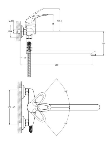 Смеситель для ванны одноручный KLO6-A048