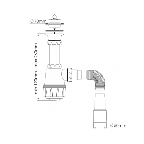 Сифон для мойки 1 1/2 - Ø40/50 M106-0