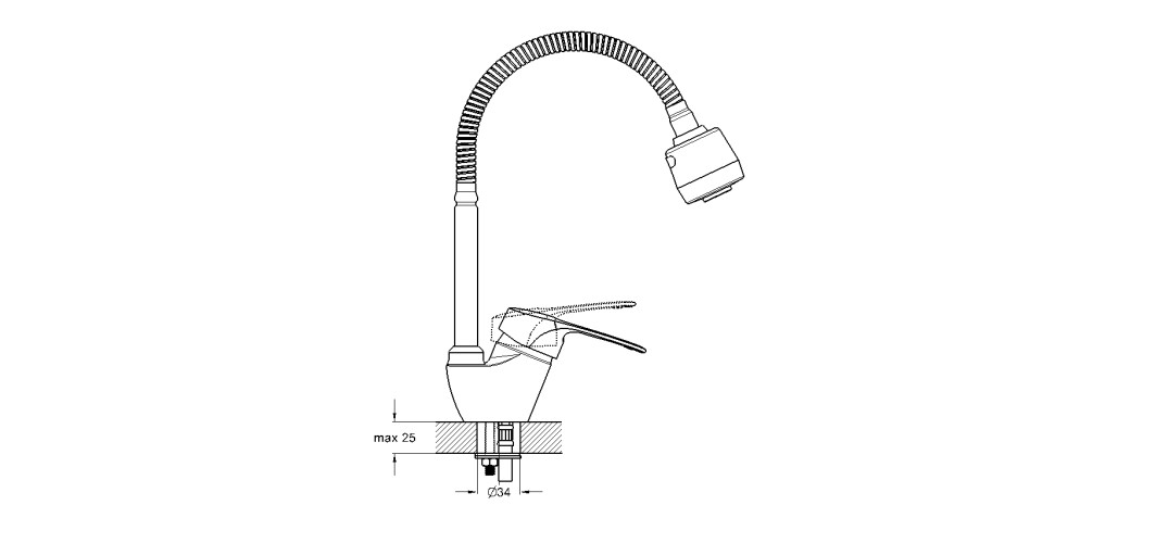 Смеситель для кухни одноручный LOP4-B043