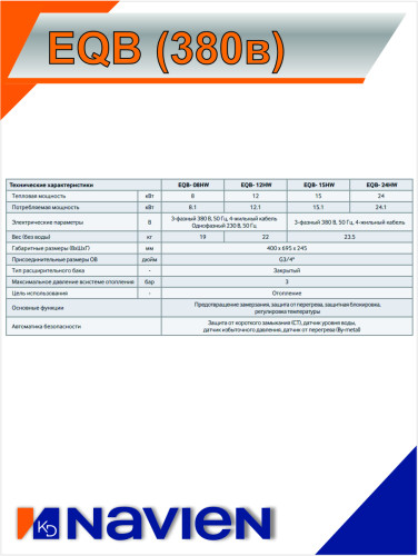 Котел электрический Navien EQB-15HW (380в)
