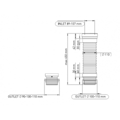 Гофрированный слив для унитаза (250-350 мм) G701-3