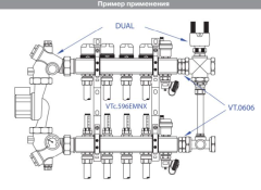 Ниппель коллекторный сдвоенный 1.0&quot; латунь VT.0606